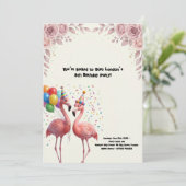 Verjaardagsfeestje met Cute Flamingo Kaart (Staand voorkant)