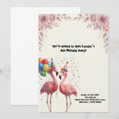 Verjaardagsfeestje met Cute Flamingo Kaart (Voorkant / Achterkant)