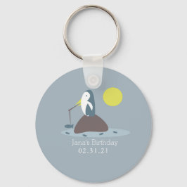 Verjaardagsfeestje met de schattigste pinguïnvisva sleutelhanger