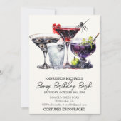 Verjaardagsfeestje met drank Halloween Cocktailpar Kaart (Voorkant)