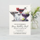 Verjaardagsfeestje met drank Halloween Cocktailpar Kaart (Staand voorkant)