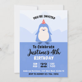 Verjaardagsfeestje met een Cute Penguin-thema Kaart