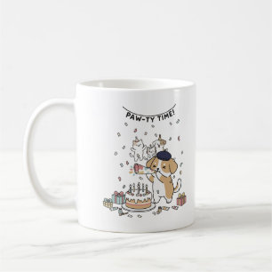 Verjaardagsfeestje met een knuffel hond Speelse fe Koffiemok