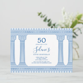 Verjaardagsfeestje met eigen kleur en Griekse temp Kaart