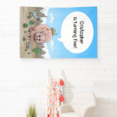 Verjaardagsfeestje met fantasie dinosauriërs spandoek (Insitu)