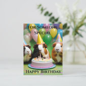 Verjaardagsfeestje Met Feest Cavia's, Verjaardag Briefkaart (Staand voorkant)