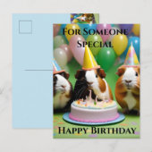 Verjaardagsfeestje Met Feest Cavia's, Verjaardag Briefkaart (Voorkant / Achterkant)