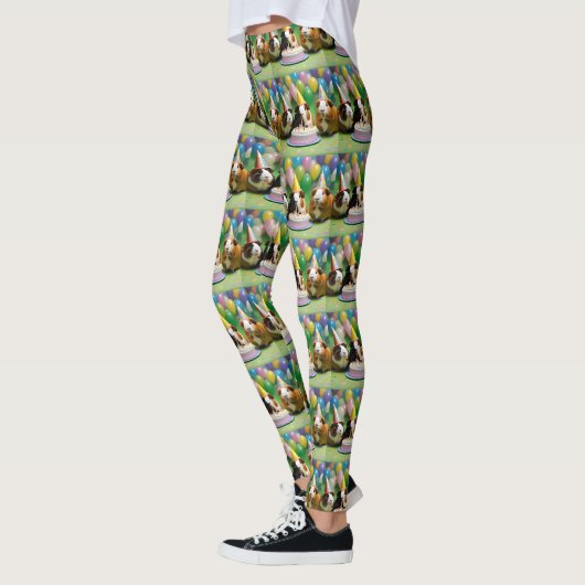 Verjaardagsfeestje met feestcavia's, leggings (Links)