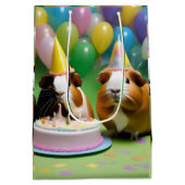 Verjaardagsfeestje met feestcavia's, medium cadeauzakje (Achterkant)