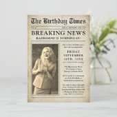 Verjaardagsfeestje met foto uit oude krant kaart (Staand voorkant)