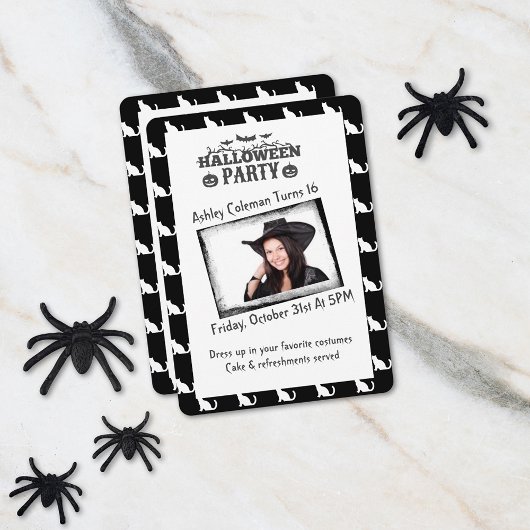 Verjaardagsfeestje met Halloween aangepaste foto Kaart