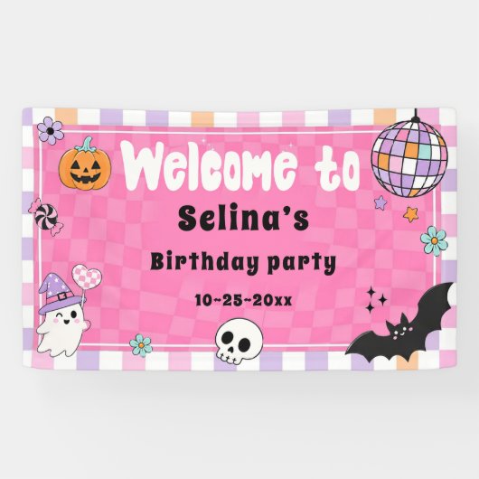 Verjaardagsfeestje met Halloween Spandoek (Horizontaal)