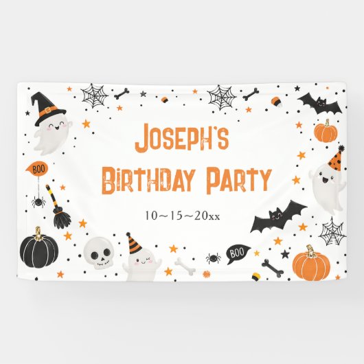 Verjaardagsfeestje met Halloween Spandoek (Horizontaal)