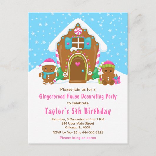 Verjaardagsfeestje met het versieren van peperkoek briefkaart (Voorkant)