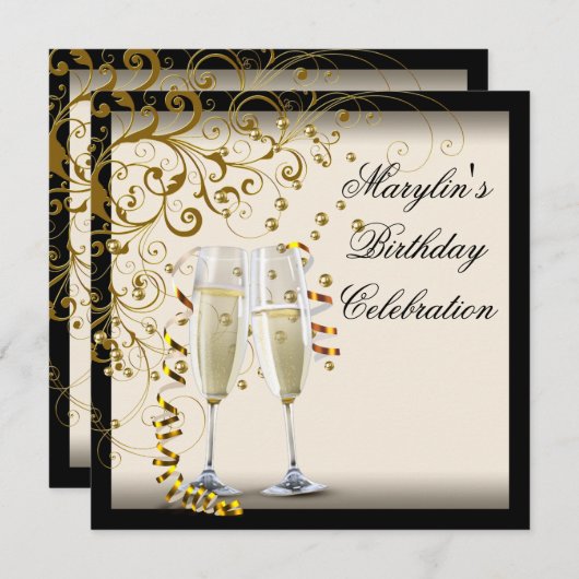 Verjaardagsfeestje met Ivoor en Goud Kaart (Voorkant / Achterkant)