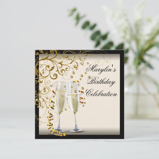 Verjaardagsfeestje met Ivoor en Goud Kaart (Staand voorkant)