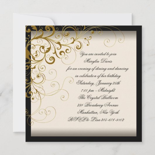 Verjaardagsfeestje met Ivoor en Goud Kaart (Achterkant)