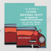 Verjaardagsfeestje met klassieke auto kaart (Voorkant / Achterkant)