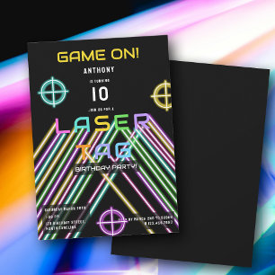 Verjaardagsfeestje met kleurrijke neon laser tag G Kaart