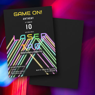 Verjaardagsfeestje met kleurrijke neon laser tag G Kaart