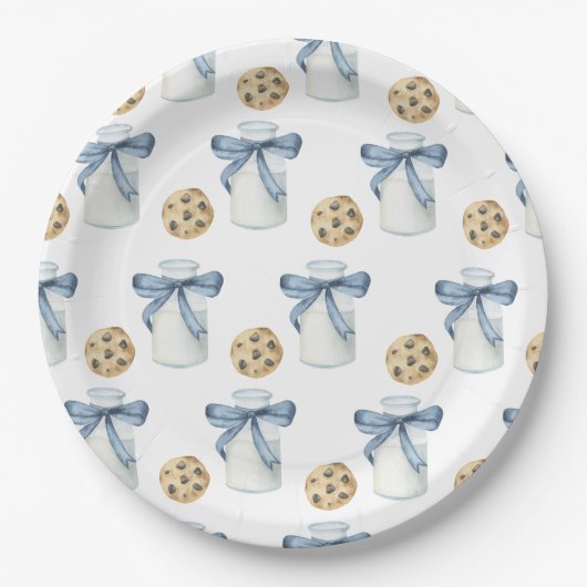 Verjaardagsfeestje met koekjes en melk papieren bordje (Voorkant)