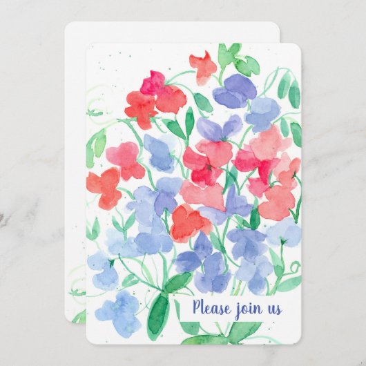 Verjaardagsfeestje met Lathyrus Bloemen Kaart (Voorkant / Achterkant)