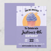 Verjaardagsfeestje met Mooie Cupcake Kaart (Voorkant / Achterkant)