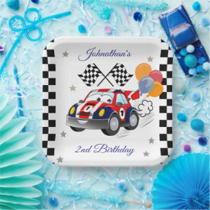 Verjaardagsfeestje met racethema   Raceauto & gebl Papieren Bordje