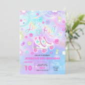 Verjaardagsfeestje met Roller Skating Tie Dye Glow Kaart (Staand voorkant)