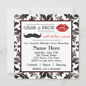 Verjaardagsfeestje met snor kaart (Achterkant)