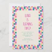 Verjaardagsfeestje met speelse blokken in meerdere kaart (Voorkant)