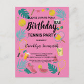 Verjaardagsfeestje met tennis Summer Splash Briefkaart (Voorkant)