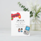 Verjaardagsfeestje met videogames briefkaart (Staand voorkant)