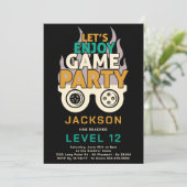 Verjaardagsfeestje met videogames Niveau Op Kaart (Staand voorkant)