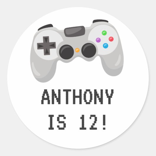 Verjaardagsfeestje met videogames ronde sticker (Voorkant)