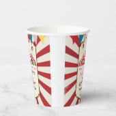 Verjaardagsfeestje met vintage carnavalcircus papieren bekers (Links)