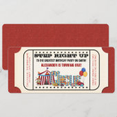 Verjaardagsfeestje met vintage circusticket kaart (Voorkant / Achterkant)