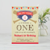 Verjaardagsfeestje met vintage sportshonkbal kaart (Staand voorkant)