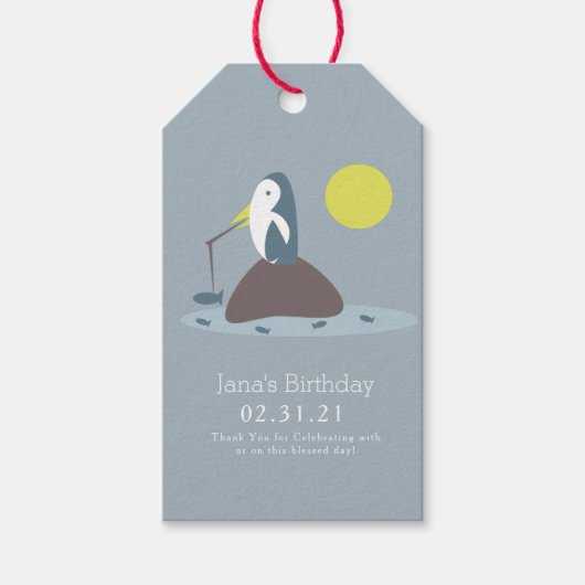 Verjaardagsfeestje met vissen voor een schattige p cadeaulabel (Voorkant)