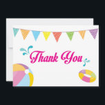 Verjaardagsfeestje met zwembad spetter meisje bedankkaart<br><div class="desc">Verjaardagskaart bedankt voor zwembadfeestje</div>