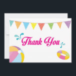 Verjaardagsfeestje met zwembad spetter meisje bedankkaart<br><div class="desc">Verjaardagskaart bedankt voor zwembadfeestje</div>