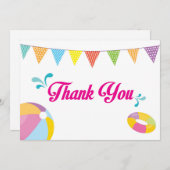 Verjaardagsfeestje met zwembad Spetterende meisjes Bedankkaart (Voorkant / Achterkant)