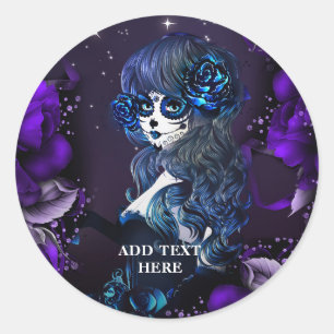 Verjaardagsfeestje Mexicaans meisje Day of the Dea Ronde Sticker