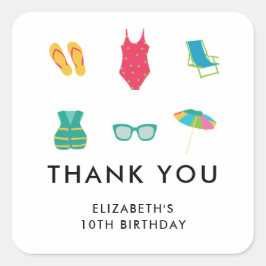 Verjaardagsfeestje Minimalistisch Eenvoudig Kleurr Vierkante Sticker