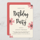Verjaardagsfeestje Moderne Bloemen Kaart (Voorkant / Achterkant)