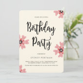 Verjaardagsfeestje Moderne  Bloemen Kaart (Staand voorkant)