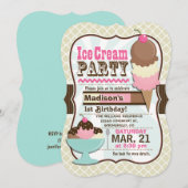 Verjaardagsfeestje Napolitaanse Ice Cream Kind Kaart (Voorkant / Achterkant)