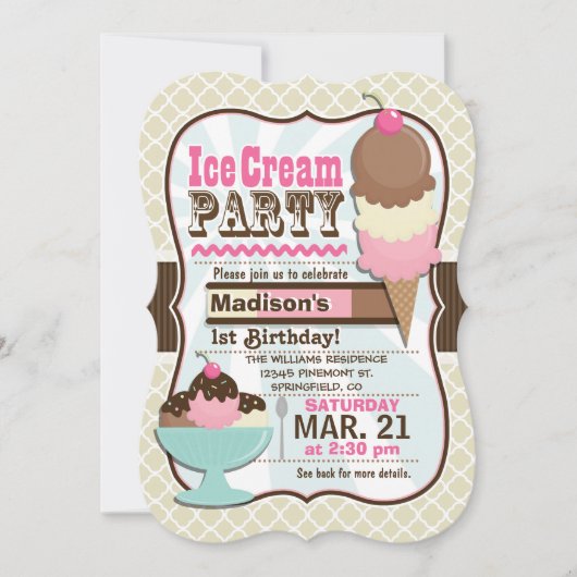 Verjaardagsfeestje Napolitaanse Ice Cream Kind Kaart (Voorkant)