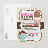 Verjaardagsfeestje Napolitaanse Ice Cream Kind Uitnodiging Briefkaart (Voorkant / Achterkant)