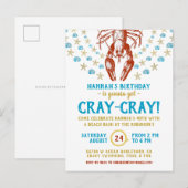 verjaardagsfeestje | Nautisch strand rivierkreeft  Uitnodiging Briefkaart (Voorkant / Achterkant)